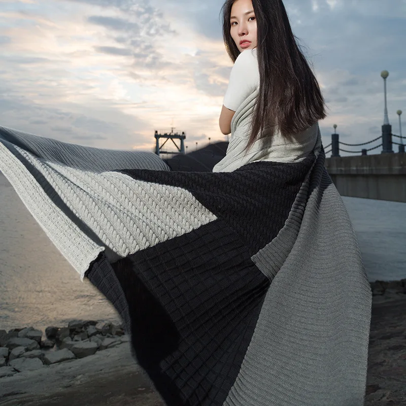 Мужское вязаное одеяло в скандинавском стиле большие мягкие пледы толстые Пледы