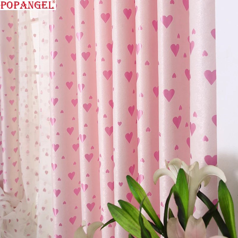 

Жаккардовые светонепроницаемые шторы Popangel из высококачественного полиэстера с сердечками, экологически чистые оконные шторы для спальни, ...