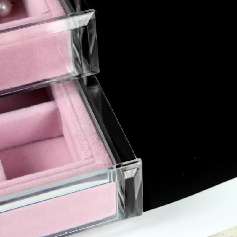 JEWPAC изысканное кольцо/серьги Diplay подставка коробка с розовым бархатом ювелирные