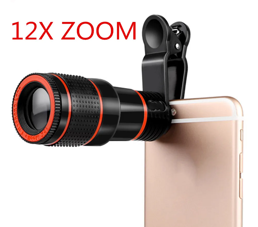 Для iPhone для Samsung; Huawei универсальный зажим 8X 12X зум Мобильный телефон Телескоп объектив телефото внешний объектив для смартфонов