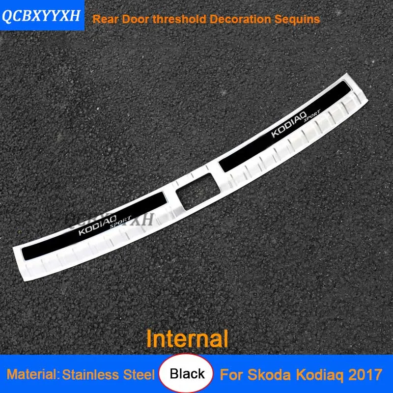Internal Black Автомобильный Стайлинг, нержавеющая сталь, внутренняя и внешняя отделка порога задней двери автомобиля, украшение, аксессуар для Skoda Kodiaq - Название цвета: Internal Black