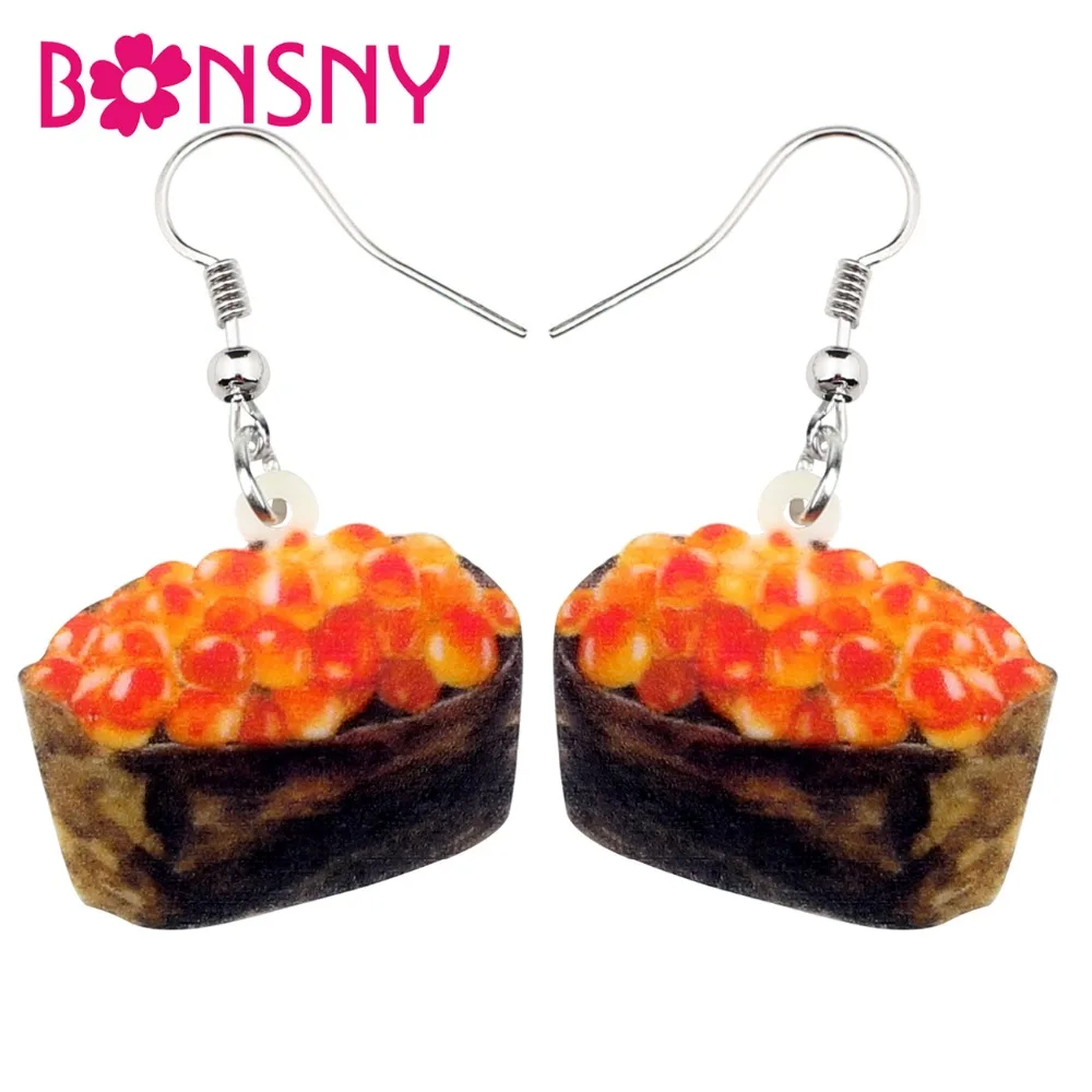 Bonsny акриловые японские Roe суши еда серьги-подвески в форме капли уникальные