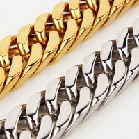 1012151719mm stainless steel silver colorgoldblack curb cuban chain mens womens necklace or bracelet 7 40 square buckle