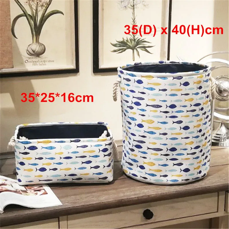 35*40 см корзина для белья с принтом рыбы тканевая игрушек органайзер одежды 2018