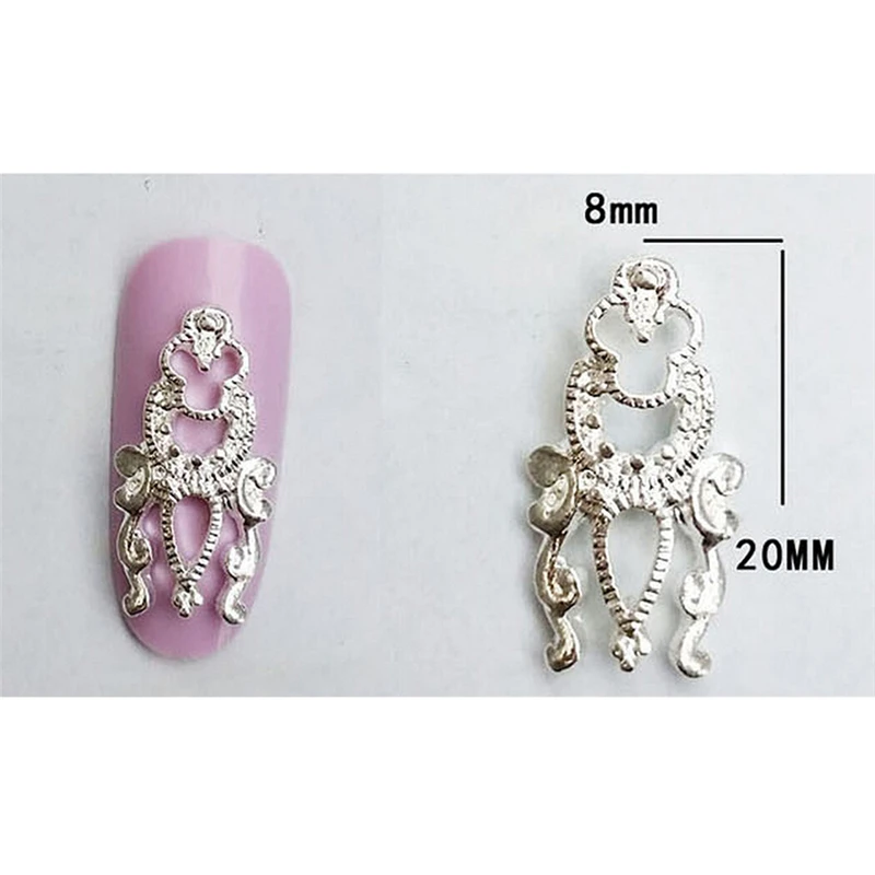 

4 Color DIY 3D Hollow Nail Art Alloy Tips Decoration Jewelry Glitter Rhinestone Retro Charm Tool for Women Beautiful Accessories