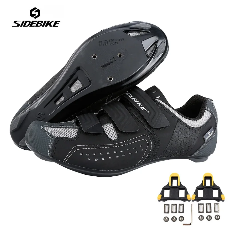 Black with cleats Sidebike/Мужская и женская обувь для шоссейного велосипеда; Ультралегкая обувь для велоспорта с самоблокирующимся верхом; спортивная обувь для шоссейного велосипеда; Sapatos ciclismo - Цвет: Black with cleats