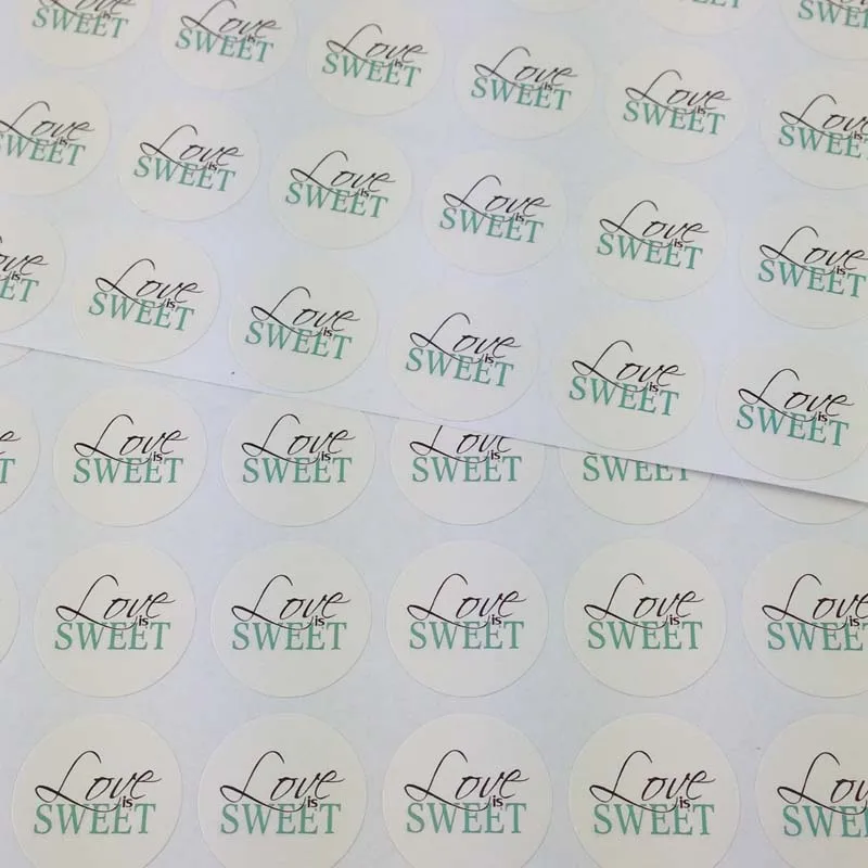 Круглые 3 см белые бумажные 100 шт./лот мятно-зеленые наклейки Love is Sweet чистые и