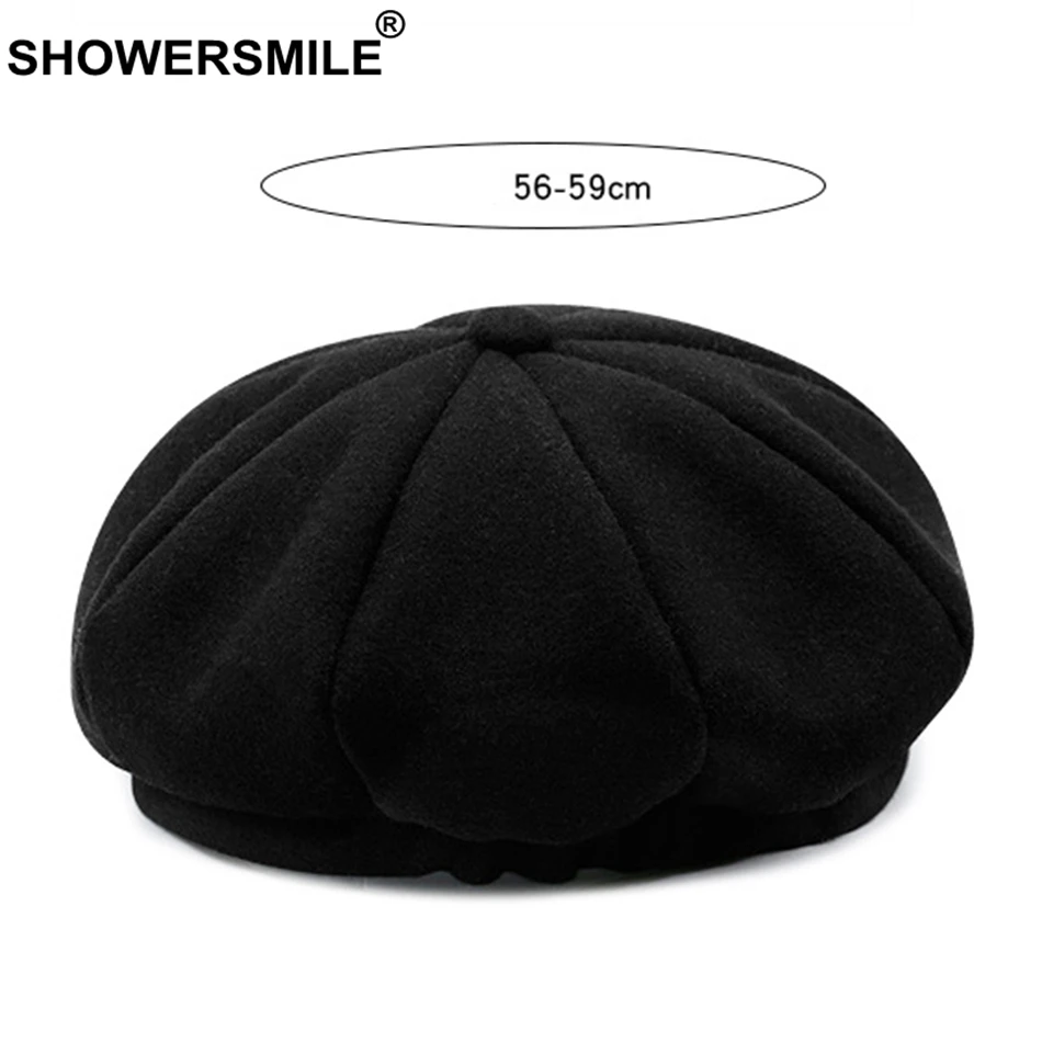 SHOWERSMILE женские береты шапки Серая шерстяная шапка женская мода восьмиугольная однотонная Кепка художника зимняя теплая мягкая Высококачественная шапка для художника
