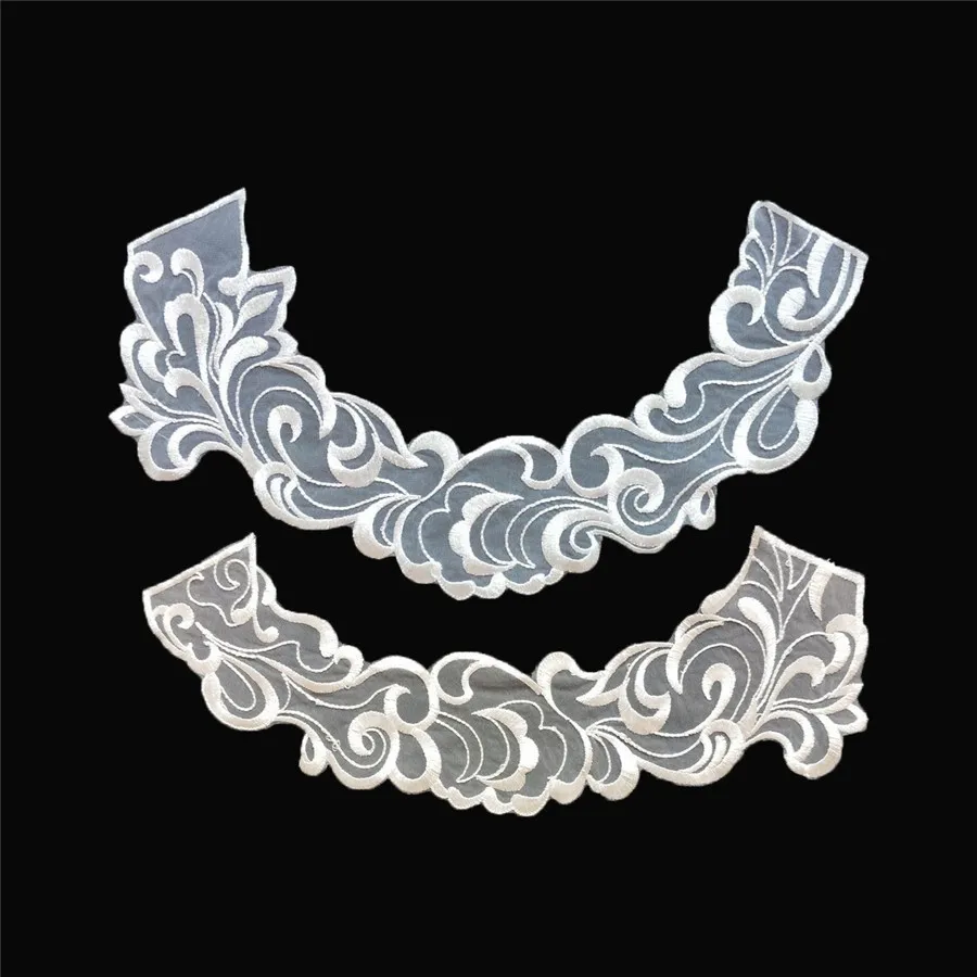 1pair for sell Кружевной вырез DIY Аппликация на одежду Тюль кружевная ткань вышивка воротник кружева ткани для шитья аксессуары спереди и сзади - Цвет: 1pair for sell