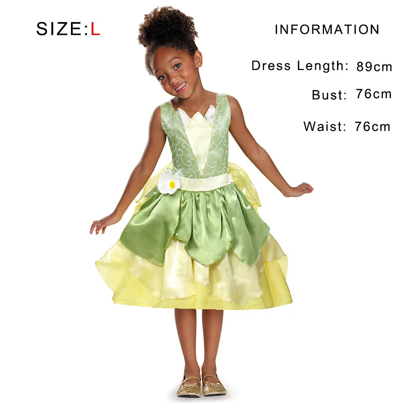 Tiana Dress Size L PaMaBa/летнее праздничное платье для девочек; детская одежда для дня рождения; костюм принцессы тианы; детское платье принцессы и лягушки для костюмированной вечеринки - Цвет: Tiana Dress Size L