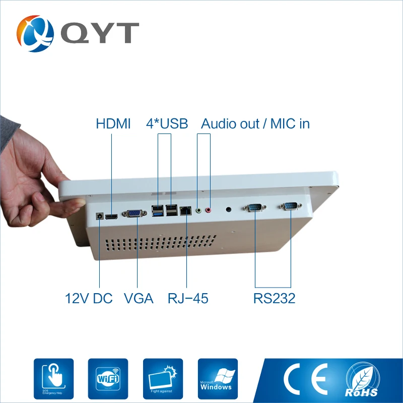 

15" industrial touch pc Intel i5 7200U 2.3GHz Resistive touch screen Resistive touch 1024x768 AIO computer white