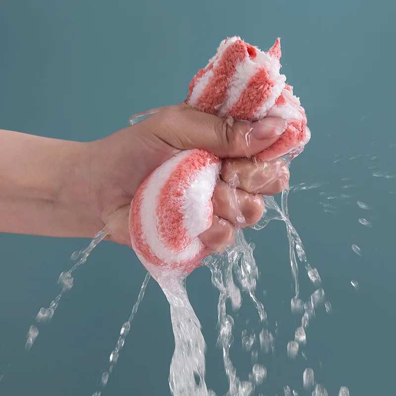 Полосатое домашнее кухонное полотенце для уборки s коралловый ворс утолщение