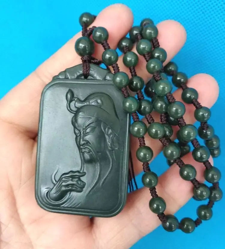 

Природа бутылка зеленый нефрит Carven Guanyu амулет Jadeite Подвеска бусина Мала ожерелье Talisman
