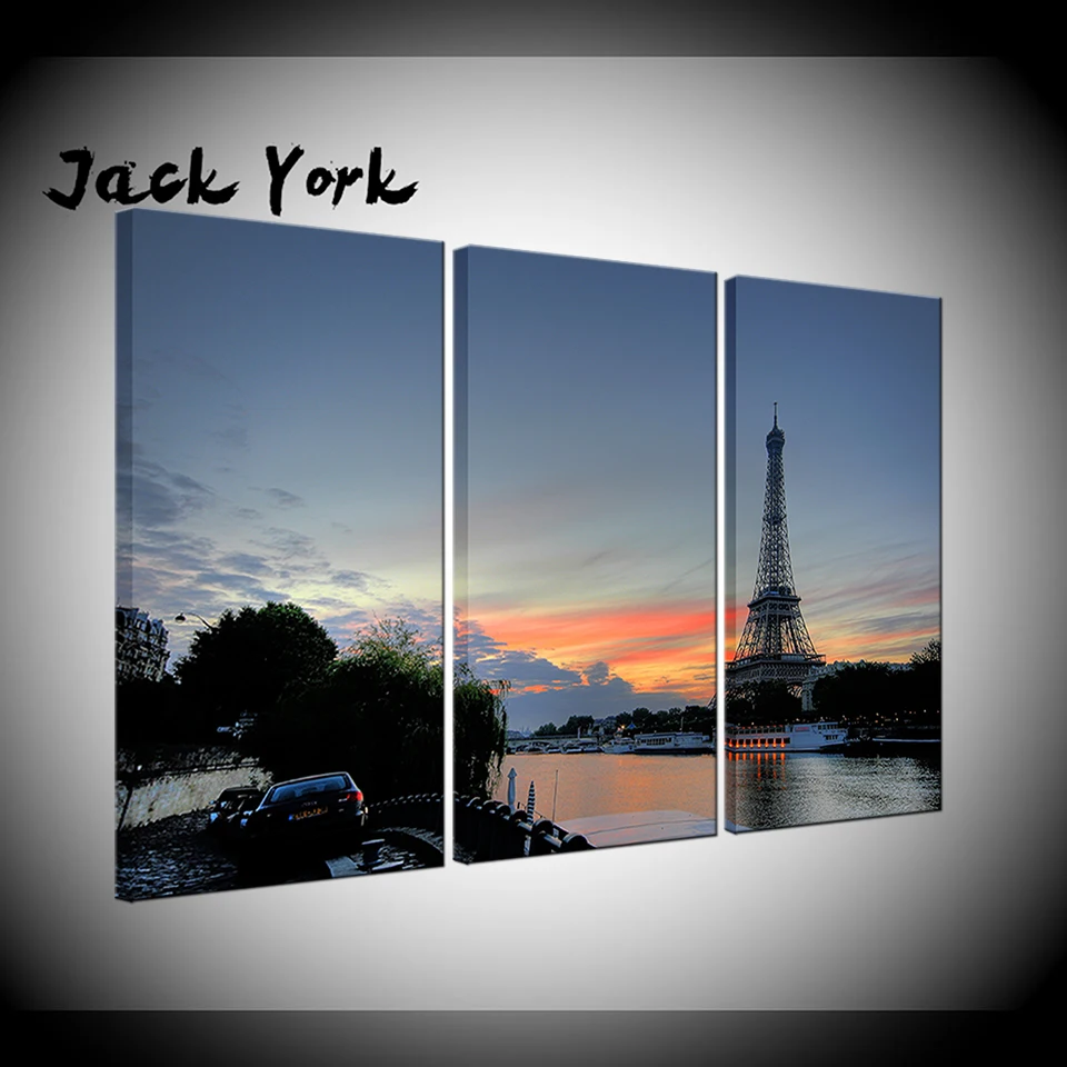 

Canvas Painting Champ de Mars on the Seine 3 Pieces Wall Art Painting Modular Wallpapers Poster Print for living room Home Decor