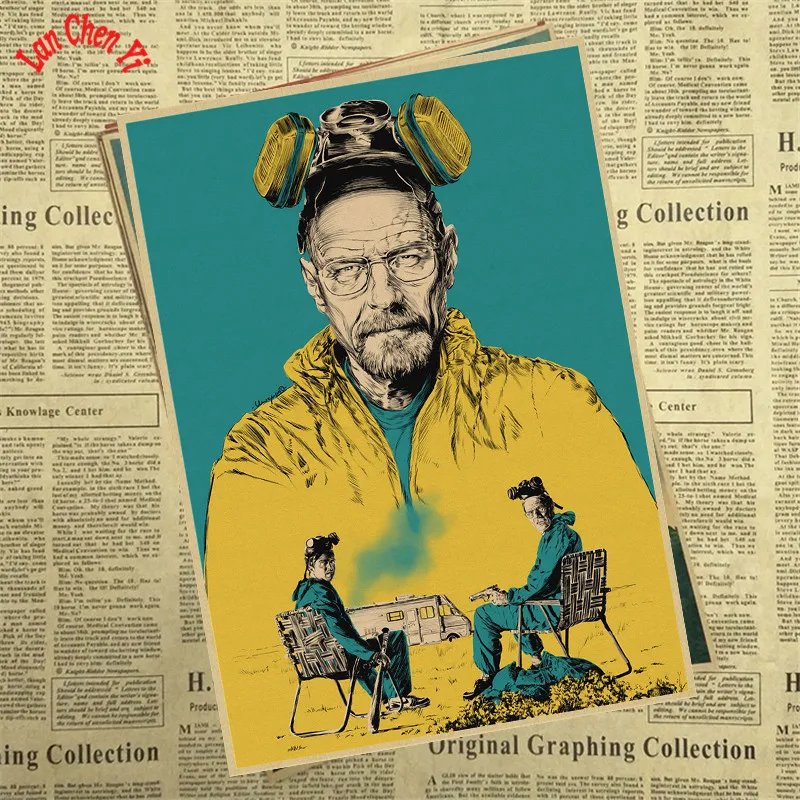 Белый Винтажный плакат, разбивающий плохой классический американский сериал, плакаты, Настенная роспись для гостиной, дома - Цвет: Белый