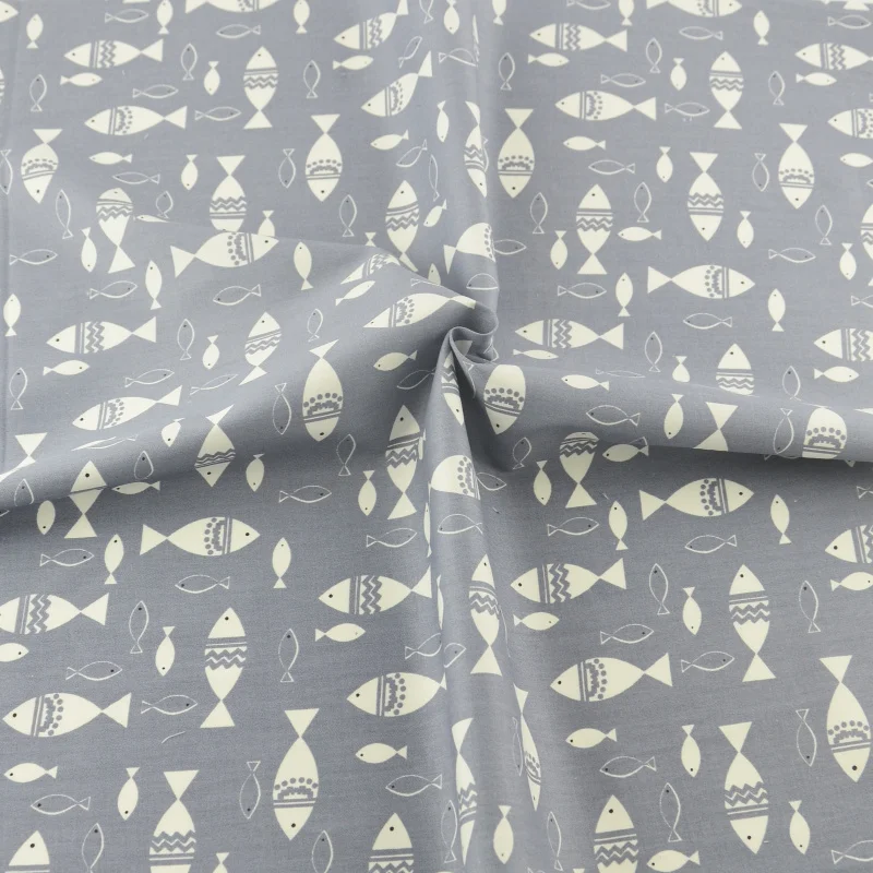 Ткань из хлопка для рыбы серая ткань пэчворка швейная Ремесленная Teramila
