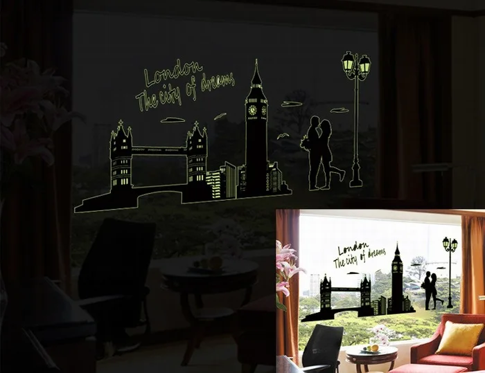 Флуоресцентные Серебристые светится в темноте светящийся Лондонский город