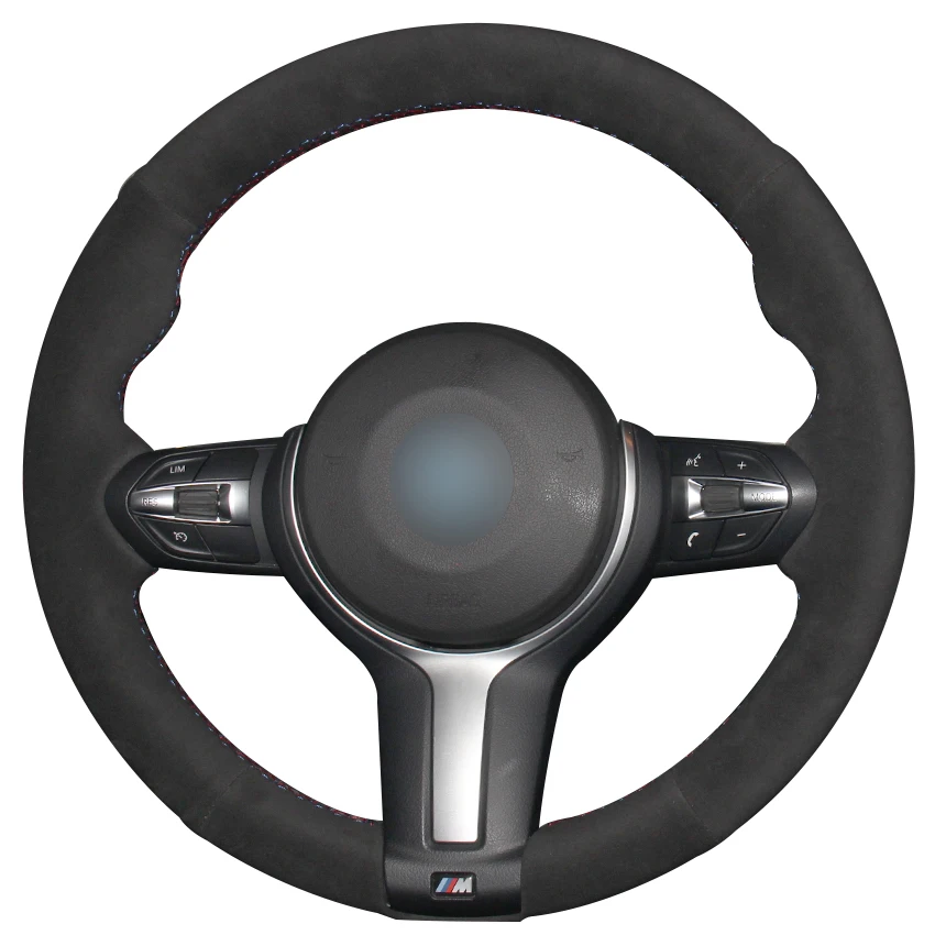 

Hand sewing custom Black Suede Car Steering Wheel Cover for BMW F87 M2 F80 M3 F82 M4 M5 F12 F13 M6