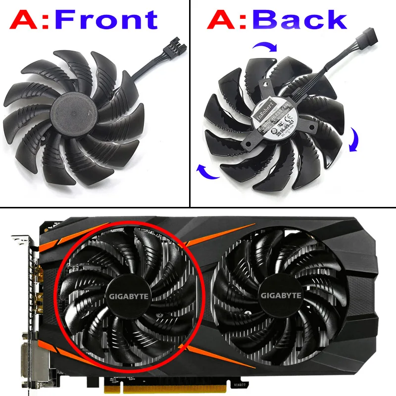 88 мм PLD09210S12HH T129215SU 4Pin кулер вентилятор для Radeon Aorus RX580/570 GIGABYTE GV-RX570AORUS GV-RX580AORUS карт - Цвет лезвия: PLD09210S12HH A
