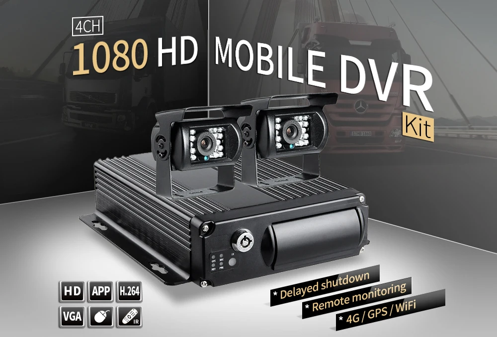 Онлайн Wifi gps 4G Lte 4CH двойная SD карта Автомобильный видеорегистратор Mdvr с 2 шт 1080p заднего вида Водонепроницаемая Автомобильная камера
