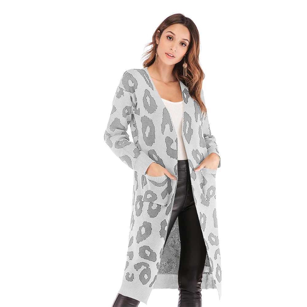 2018 Autumn Winter Fashion Women Long Sleeve loose Leopard knitting cardigan sweater Knitted Female Cardigan pull femme |