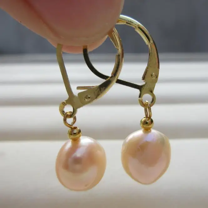 Серьги с розовым жемчугом 14 k/20 GOLD|Серьги-подвески| |