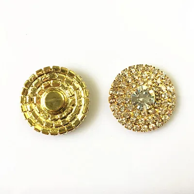 Golden CJSIR 5 шт. DIY 3 ряда 28 мм круглые AAA Кристальные пуговицы со стразами и плоской обратной стороной Свадебные украшения пряжки аксессуары для волос - Цвет: Golden