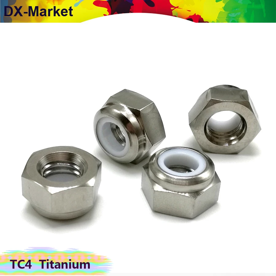 M3 m4 m5 m6 m8 titanium нейлоновые гайки, GR5 Самоконтрящиеся гайки, TC4 titanium нейлон-петля гайка