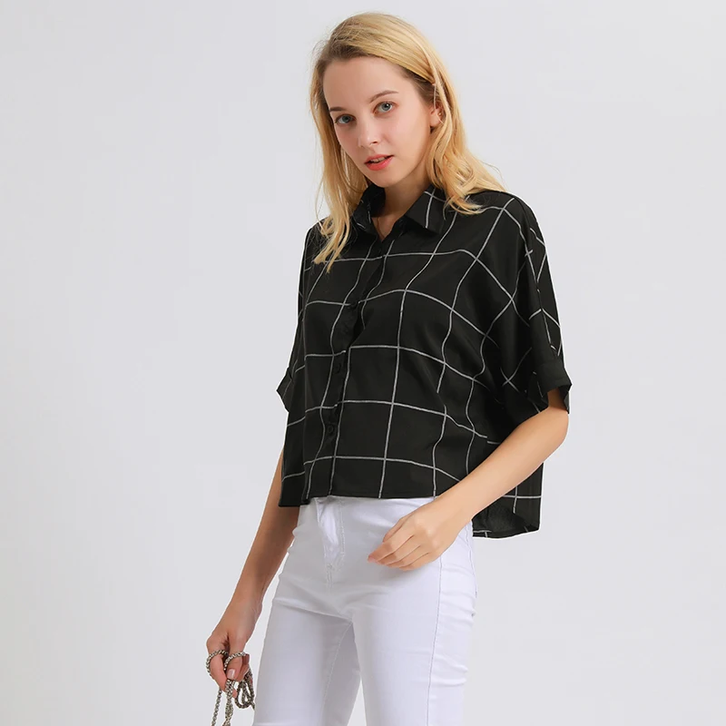 

Loose Button Down Checked Shirt Summer Blouse Cardigan White Blouse Striped Shirt Summer Cardigan Women Tops 2019 Crop Top Women