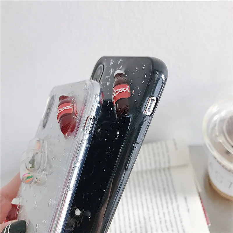 Cute Cartoon Stereoscopic Capsule Doll Drink bottle Phone Case For iPhone 7 6 6S 8 Plus X XS Max XR Lovely Clear TPU Back Cover