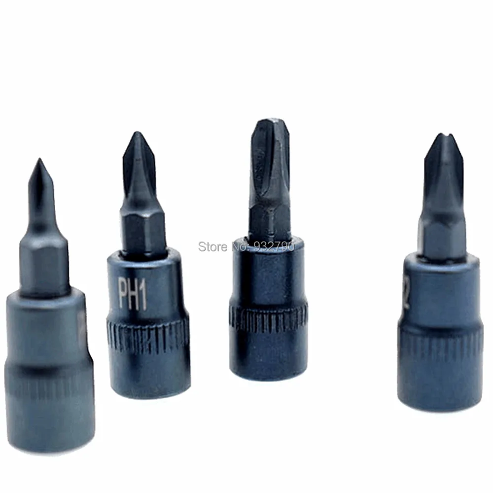 4 шт. отвертка Philips Bit Sockets PH0 PH1 PH2 PH3 Набор отверток хром ванадиевой 1/4 дюймов приводные насадки для отвертки
