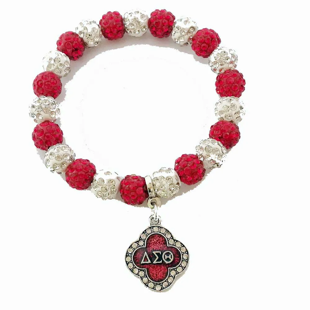 flower bracelet Диско бусины-Pavé Дельта Сигма Тета гербовый щит с украшением наверху DIY Шарм браслет на резинке; бижутерия - Окраска металла: flower bracelet