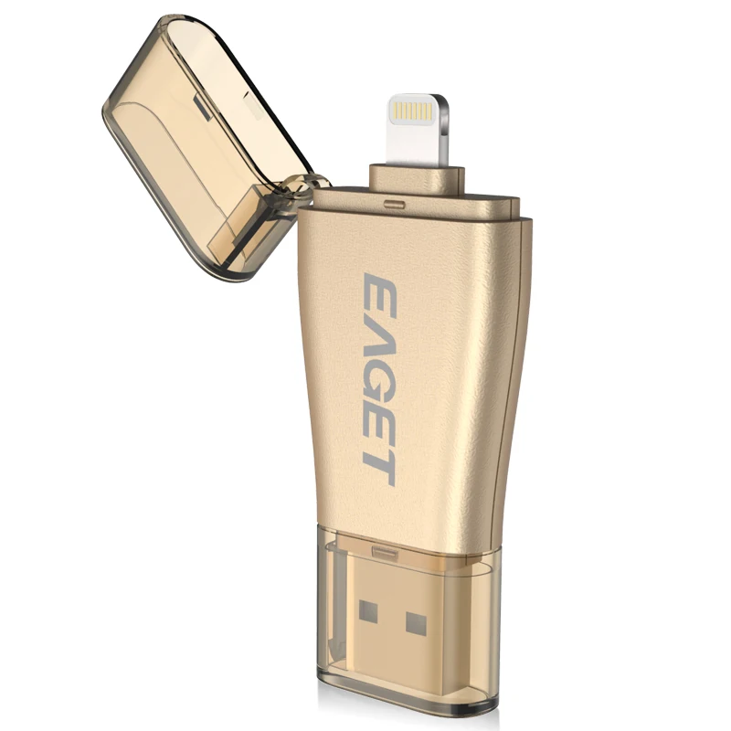 EAGET I50 для iPhone OTG USB 3,0 флеш-накопители 32 Гб Расширение емкости для iPhone/iPad/iPod, микро-флеш-накопитель для ПК/MAC - Цвет: Золотой