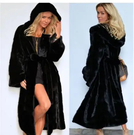 

S/4Xl женские зимние осенние длинные черные куртки с искусственным мехом Плюс Размер повседневные женские искусственный мех теплое пальто с ...