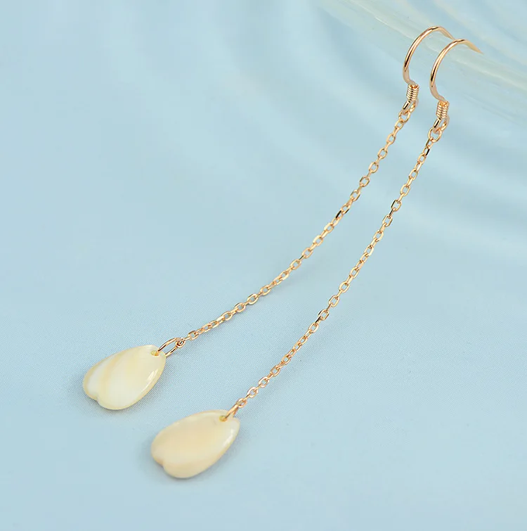 

S925 Silver Natural Shell tassel long earrings original simple temperament female pendant jewelry wholesale