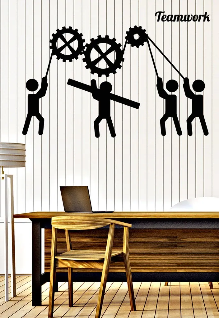

Teamwork Vinyl Wall Stickers For Office Removable Interior Decorate Wall Decals Living Room adesivo de parede Art Sticker ZB035
