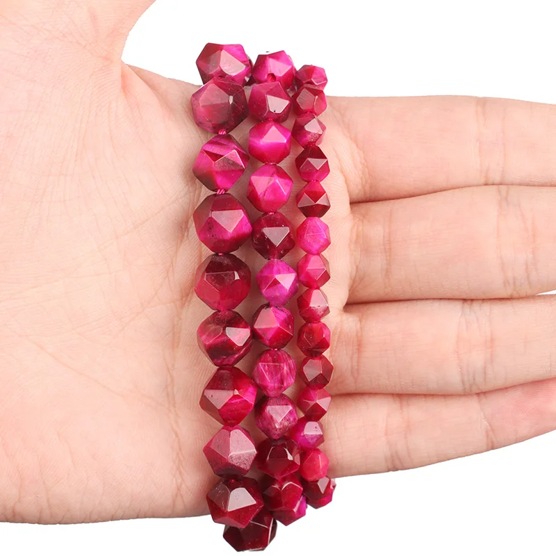

Natural Rose Tiger Eye Stone Faceted Magenta Tiger Eye Stone Beads Loose Beads 6 8 10 MM Fit Diy Beads Handmade Jewelry Making