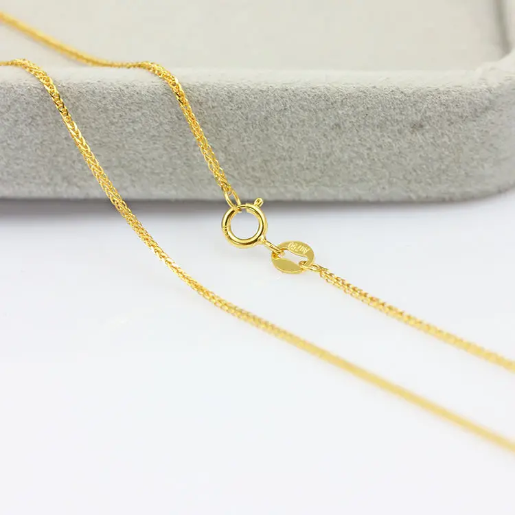 

Authentic 18K Yellow Gold Necklace Classic Wheat /Foxtail Link Chain 17.7 inch