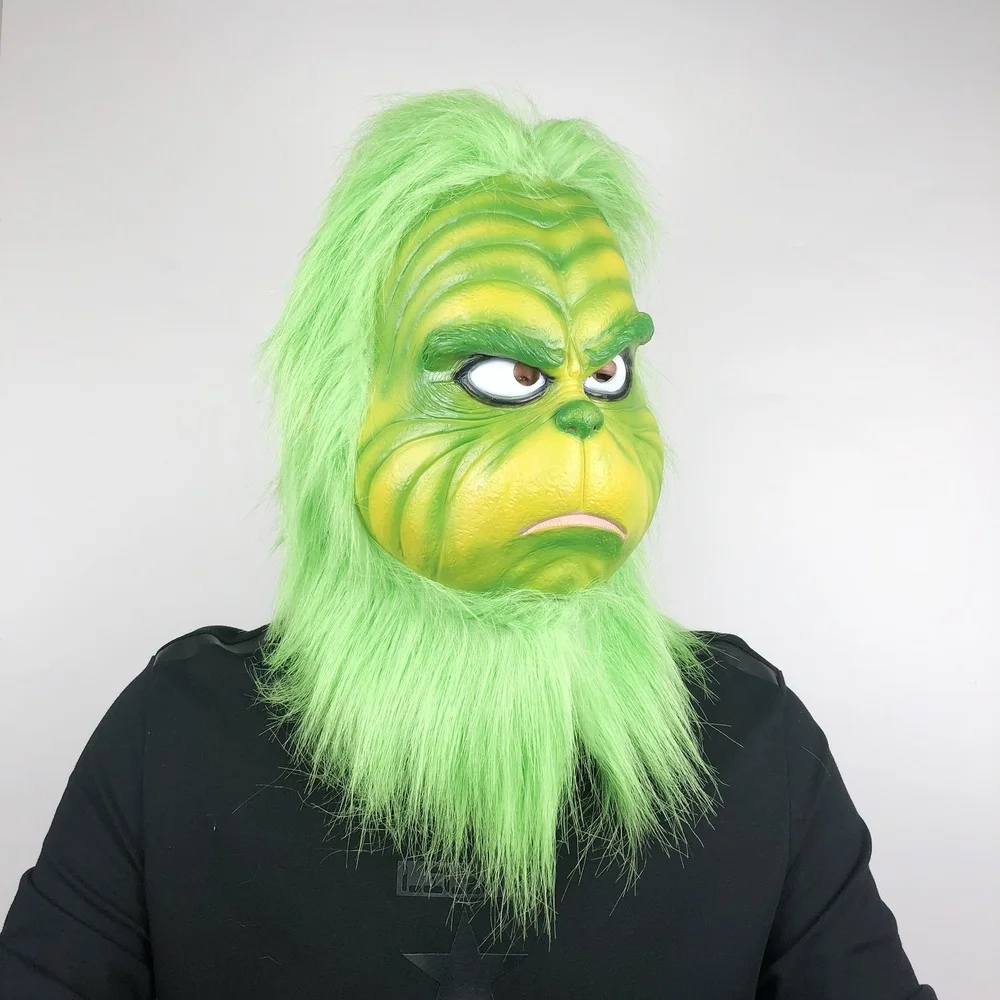 Рождество Косплей Grinch Маска латекс с волосами события реквизит Вечерние Маски мяч костюм для мероприятия шлемы реквизит Рождественские украшения