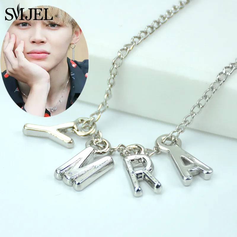 SMJEL KPOP Мальчики кулон ожерелье s армейское ожерелье-ошейник с буквами женщины мужчины любят себя ювелирные изделия корейские болельщики подарки - Окраска металла: ARMY 675