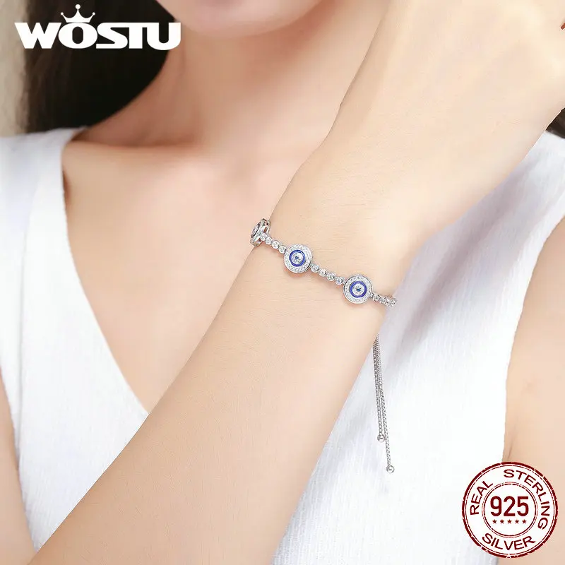 WOSTU топ продаж бренд класса люкс 925 пробы Серебряный Самсары глаз браслет для женщин мужчин ювелирные украшения подарок DXB002