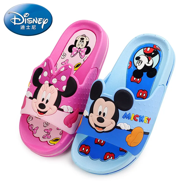 Детские тапочки Disney летние Нескользящие шлепанцы с мультяшным Микки для дома