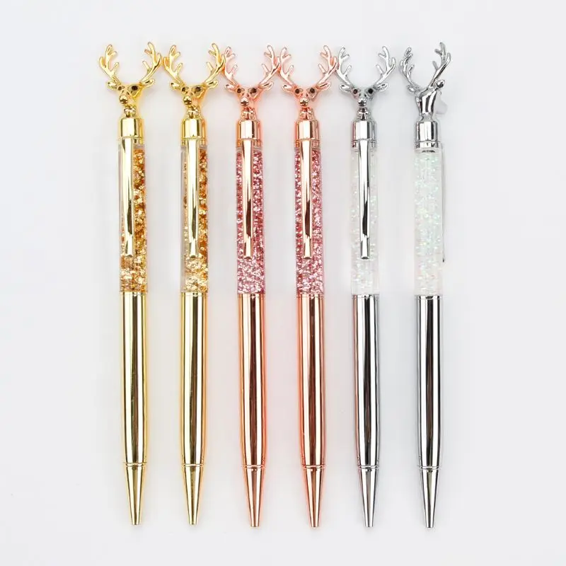 0.7mm Luxury Deer Head Ballpoint Pen Flow Oil Metal High-grade Signature Pens Stationery School Office Supplies Christmas Gift
