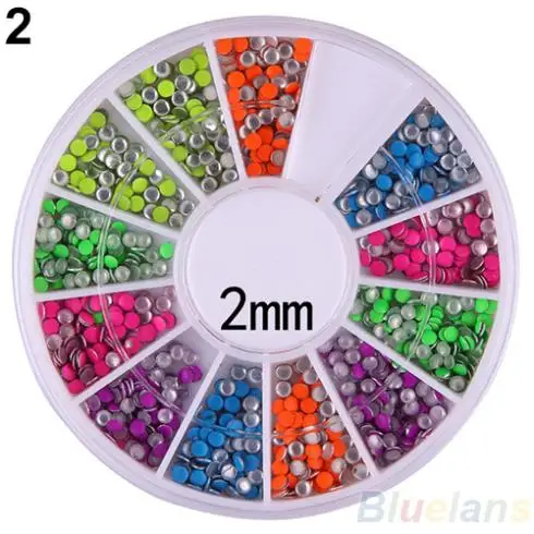 6 Colors 2-3mm Neon Rivet Round Metal Stud Rhinestone Fashion Nail Art DIY Decoration 6Q1I 7H1K | Красота и здоровье