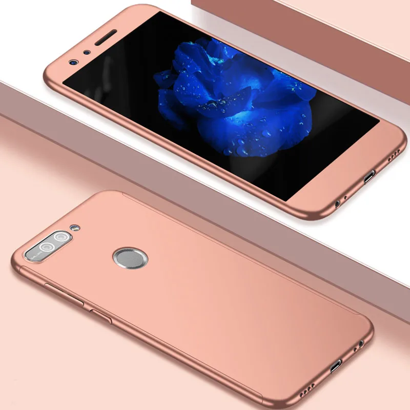 360 Полное покрытие чехол для Huawei Y7 Prime 2018 Y9 задняя крышка Funda с закаленным стеклом