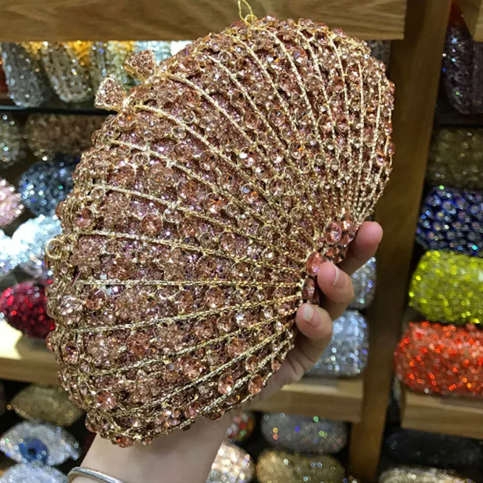 Розовый клатч Стразы с кристаллами сумочка женская металлическая Сумка тоут