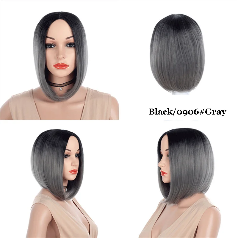 MSI Wigs два тона блонд Омбре парик натуральный афро короткие прямые волосы синтетические парики для женщин термостойкие