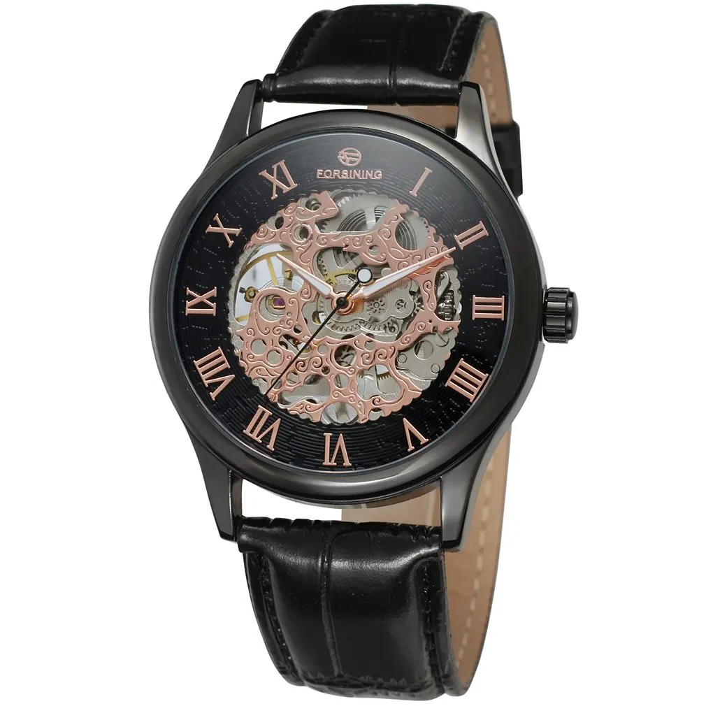 

Top Brand Luxury Forsining Roman Black Gold Design Men Skeleton Watch Mechanical Wristwatch Male Gift Clock Relogio Montre Homme