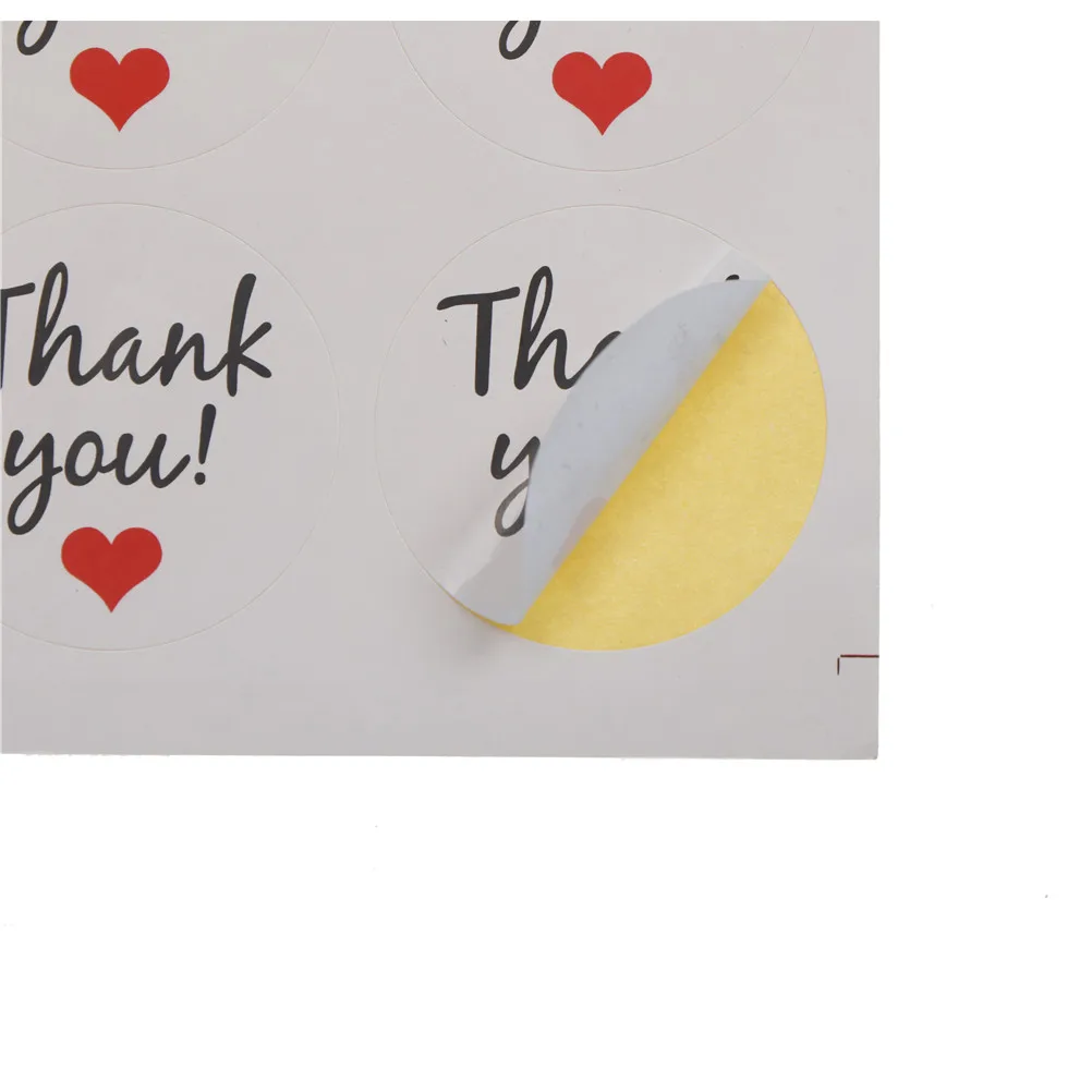 

JETTING 120pcs/10 sheets 3.5cm Round White Thank you Sealing Sticker Red Heart Stationery Sticker christmas Gift