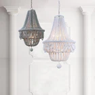 Люстра в американском стиле для гостиной, спальни, детской комнаты принцессы, дуплекс, ресторан, двухслойная люстра с деревянными бусинами